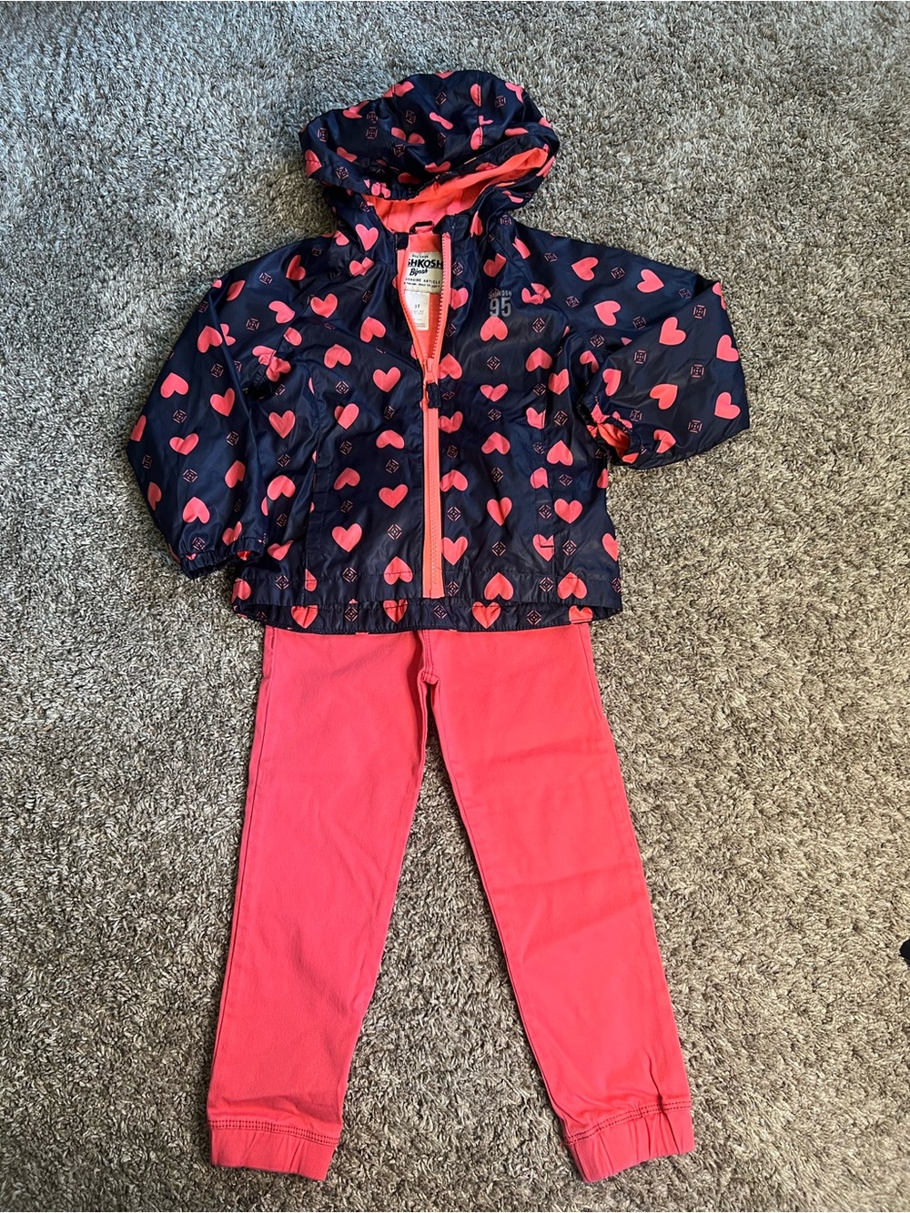 OshKosh B'gosh Navy Jacket with Coral Heart Print